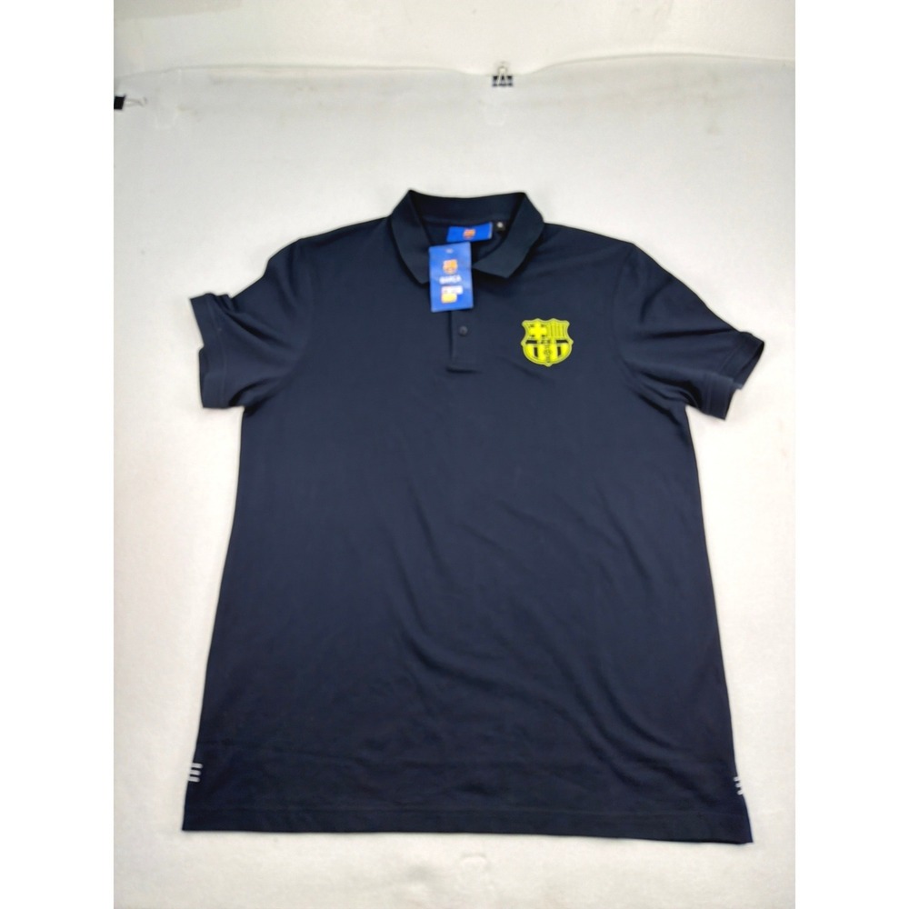 FC Barcelona Mens XL Navy‎ Blue Polo Shirt Official Licensed FCB Soccer Logo NEW